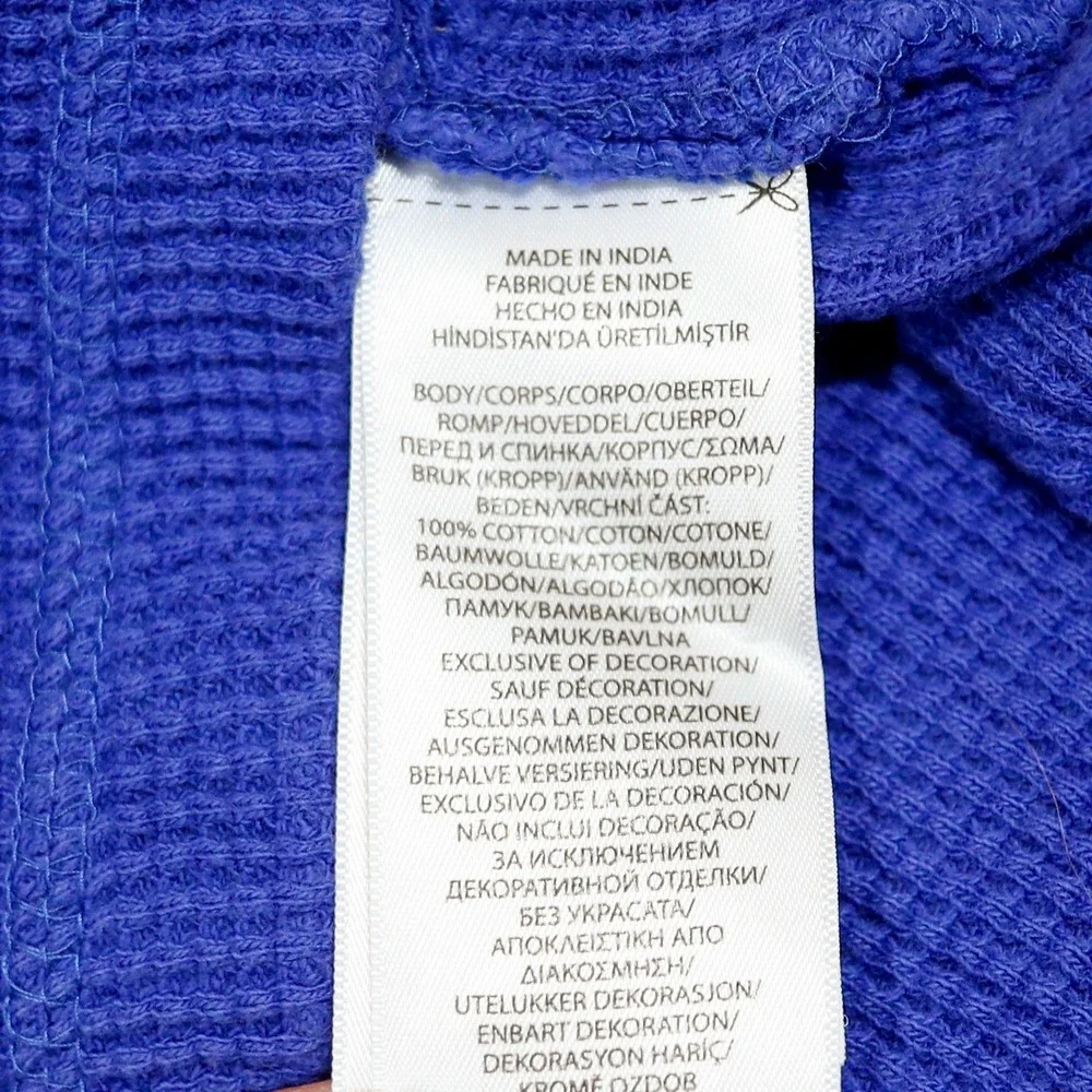 Polo Ralph Lauren Waffle Knit Thermal Mens Medium Blue Long Sleeve Pony‎ Shirt